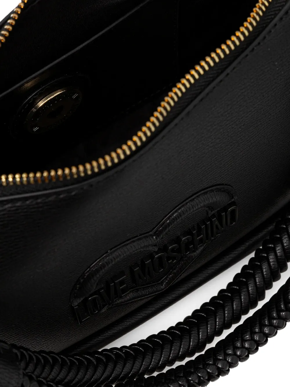 Love Moschino Shopper met gevlochten handvat en logodetail Zwart