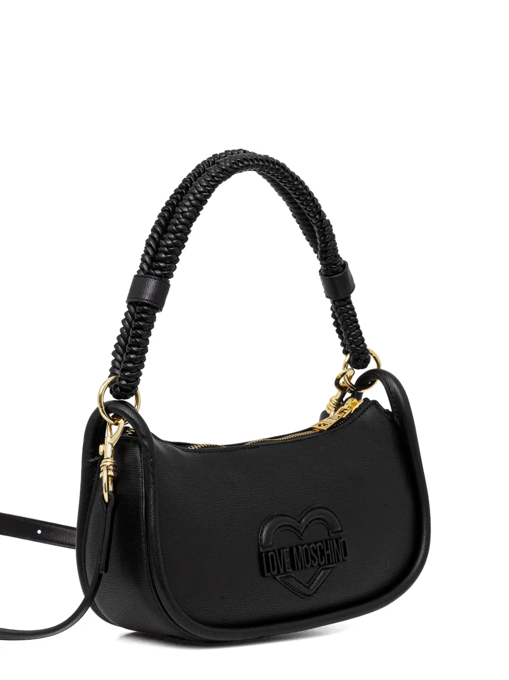 Love Moschino Shopper met gevlochten handvat en logodetail Zwart