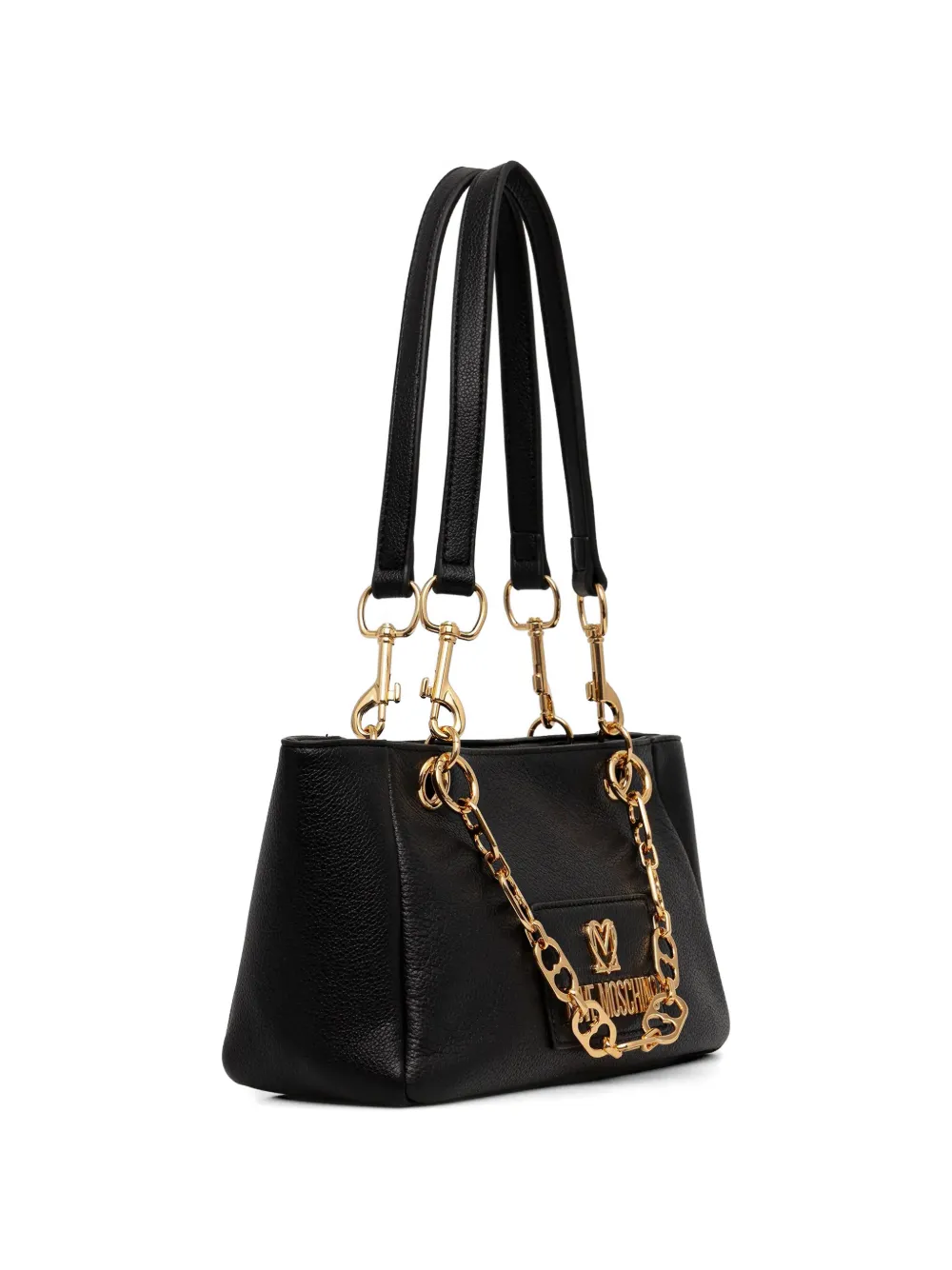 Love Moschino Shopper met logoplakkaat en ketting Zwart