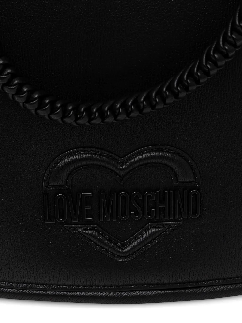 Love Moschino Shopper met gevlochten handvat en hartdetail Zwart