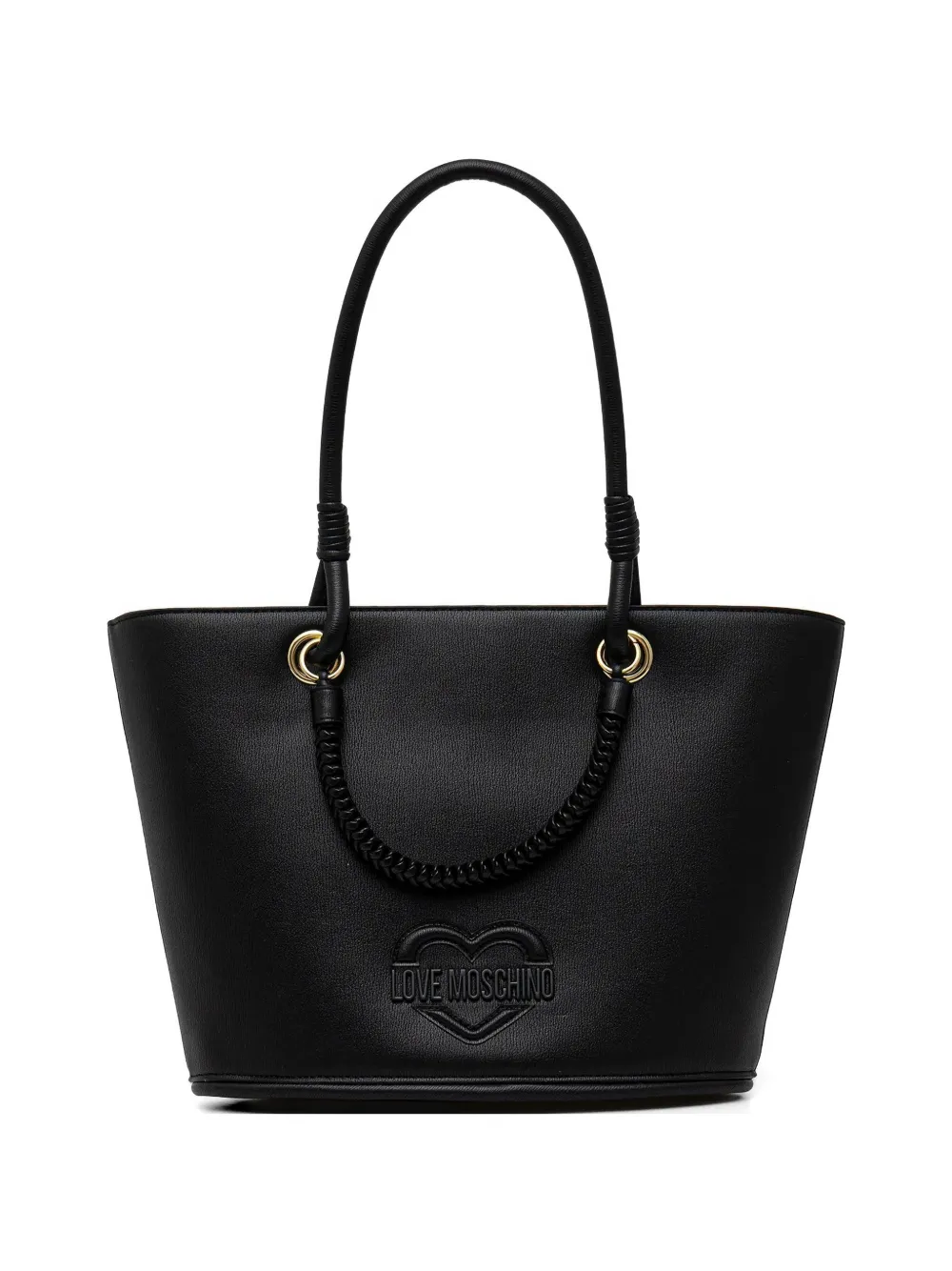 Love Moschino braided-handle heart-detail tote bag - Nero