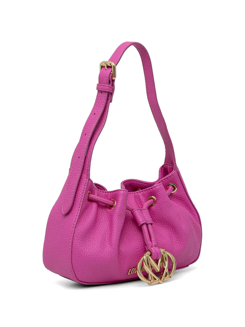 Love Moschino Schoudertas met logoplakkaat en trekkoord Roze