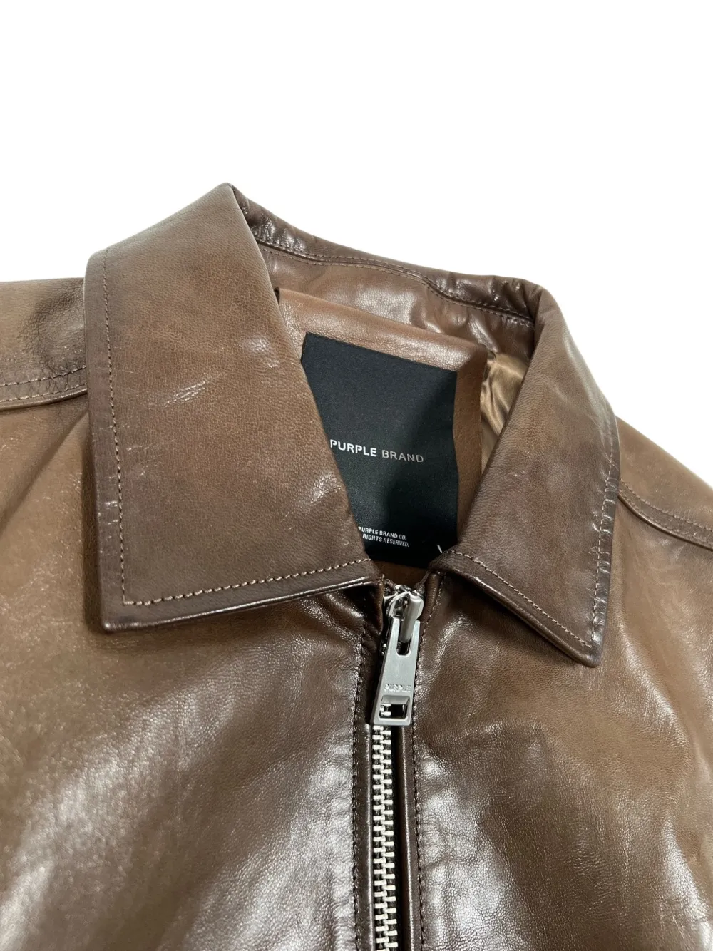 Purple Brand zip-fastening distressed leather jacket Bruin