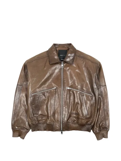 Purple Brand zip-fastening distressed leather jacket