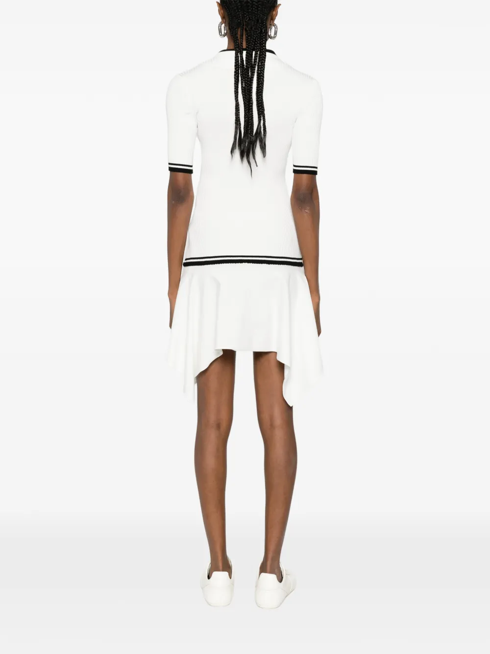 Off-White Geribbelde mini-jurk met V-hals Wit
