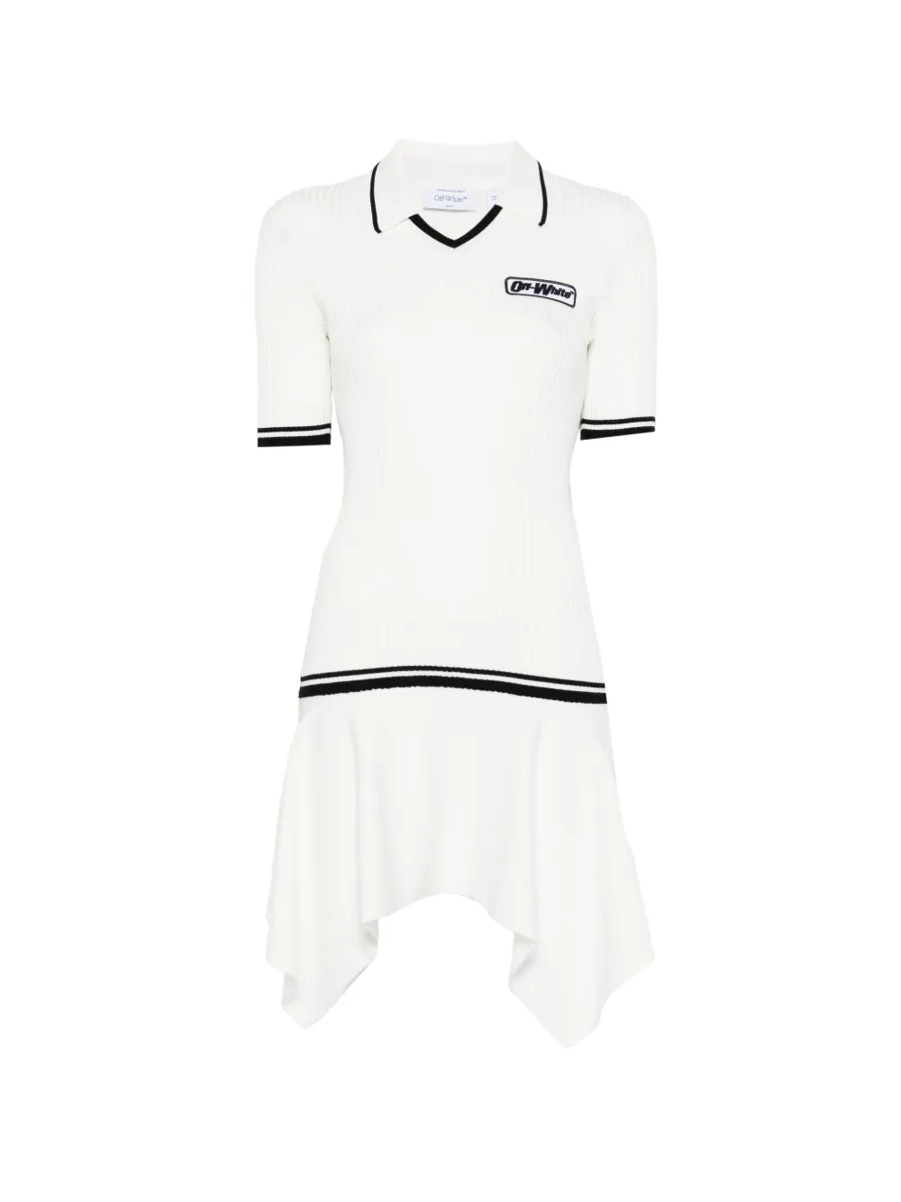 Off-White V-neck ribbed mini dress - Bianco