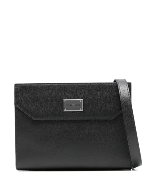 Emporio Armani logo-plaque leather messenger bag