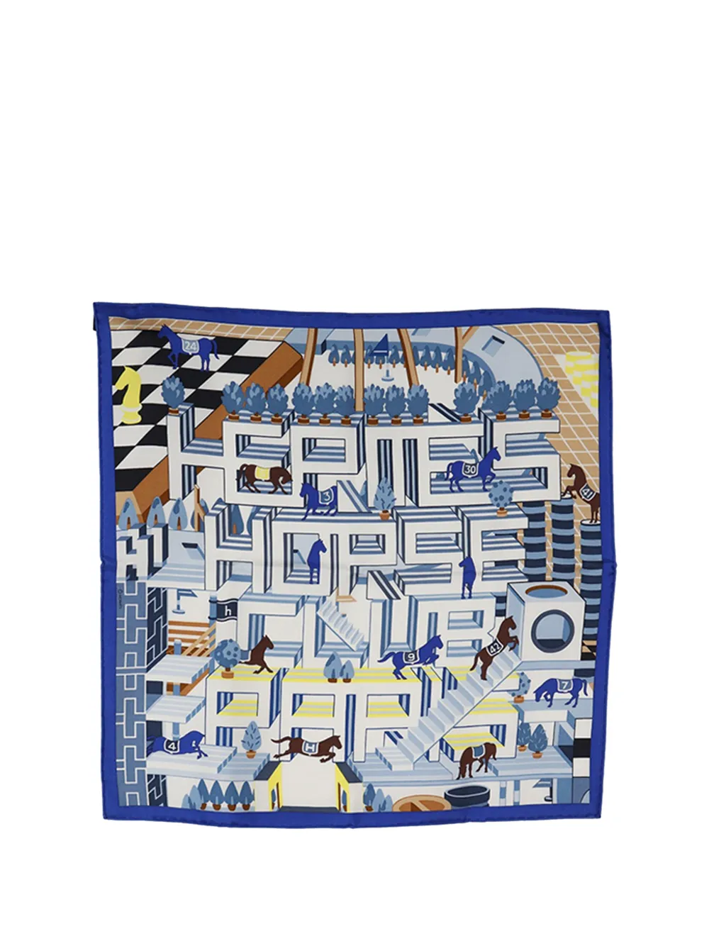 Hermès Pre-Owned 2000-2025 Horse Club Detail Silk Scarf 45 scarves - Blu