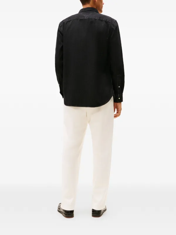 black tommy hilfiger dress shirt Womens Tommy Hilfiger Black Oversized Fit Linen Shirt US 4
