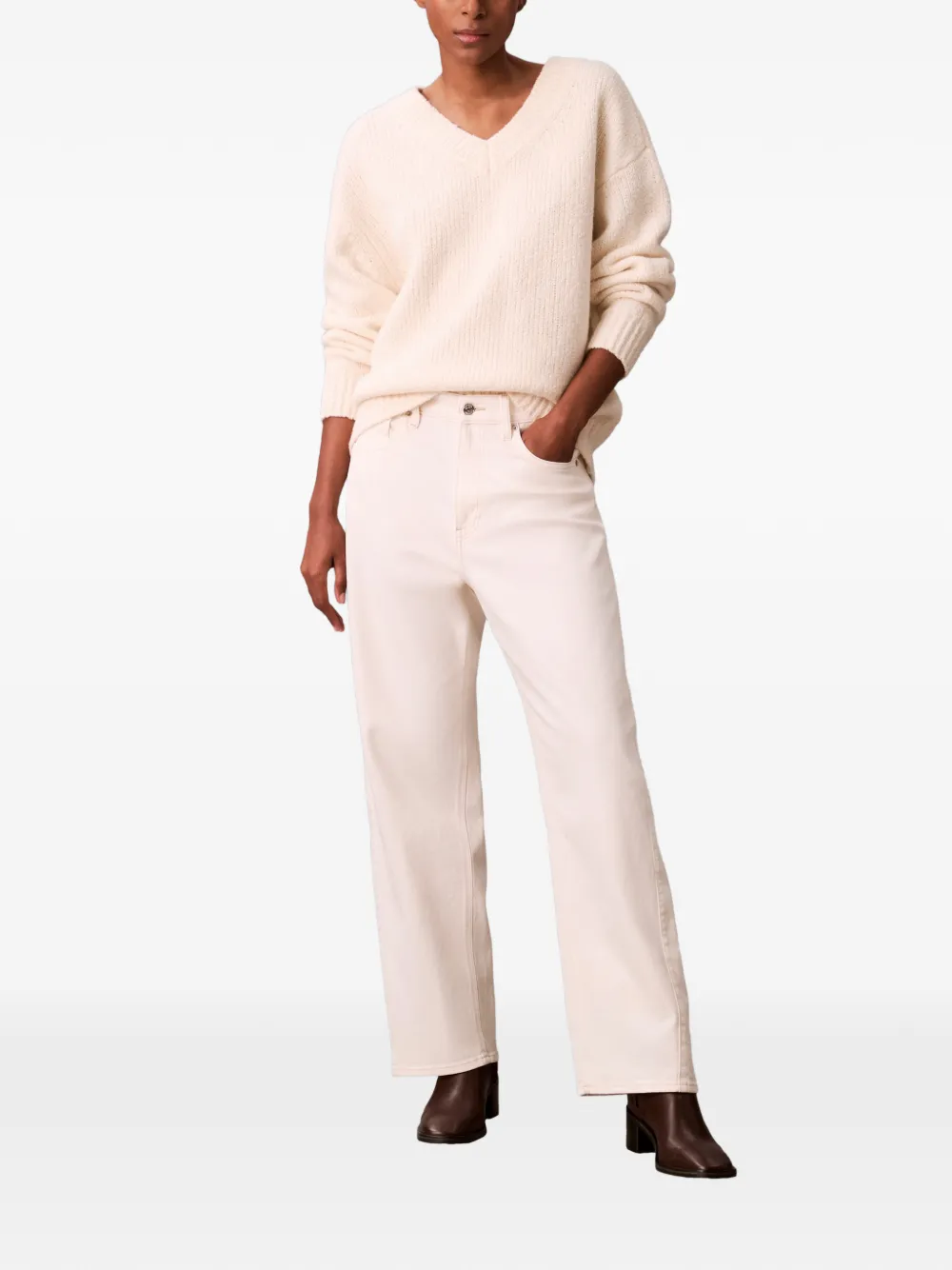  Calvin Klein V-neck Long-sleeve Jumper - Neutrals 