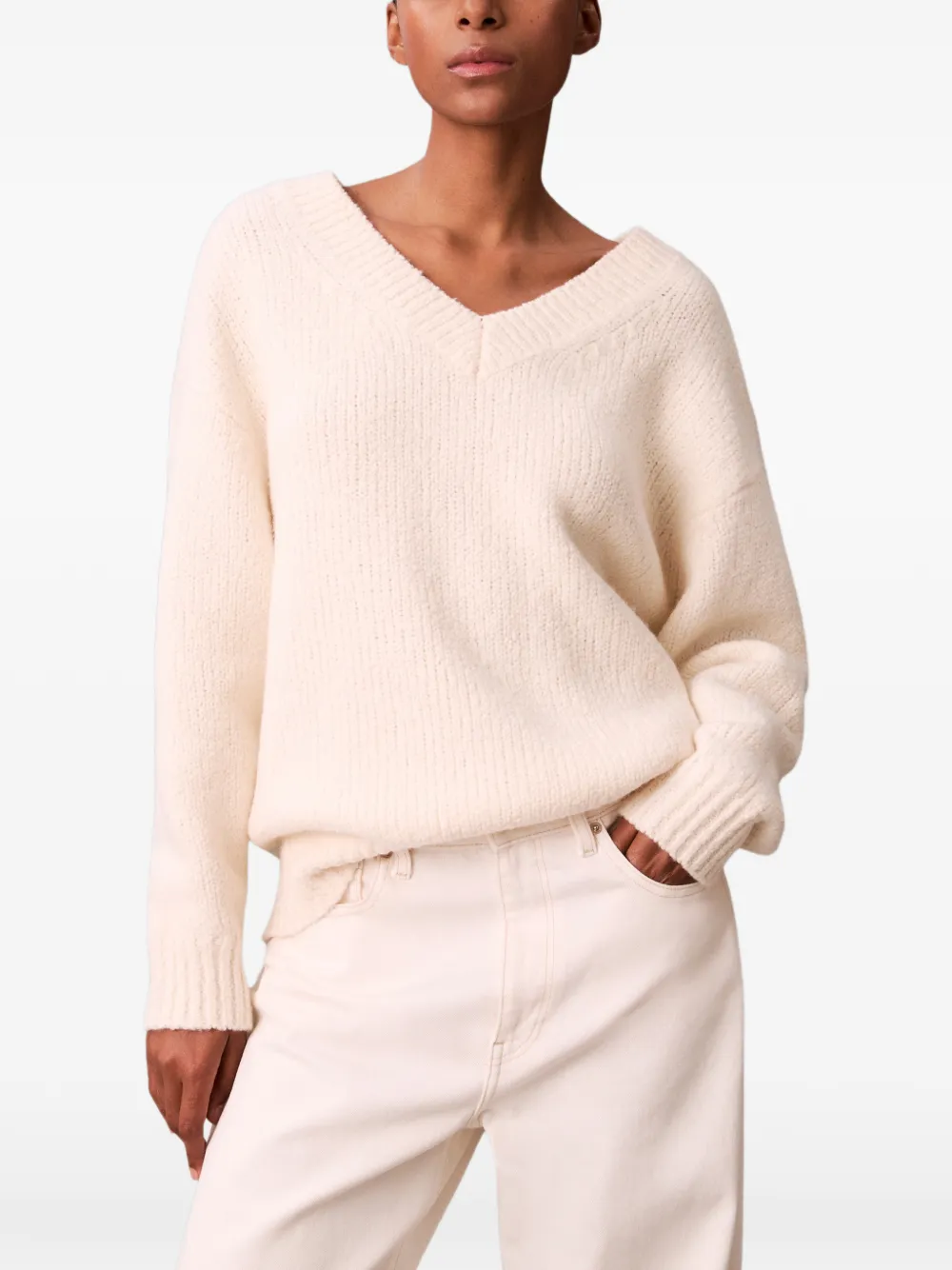  Calvin Klein V-neck Long-sleeve Jumper - Neutrals 