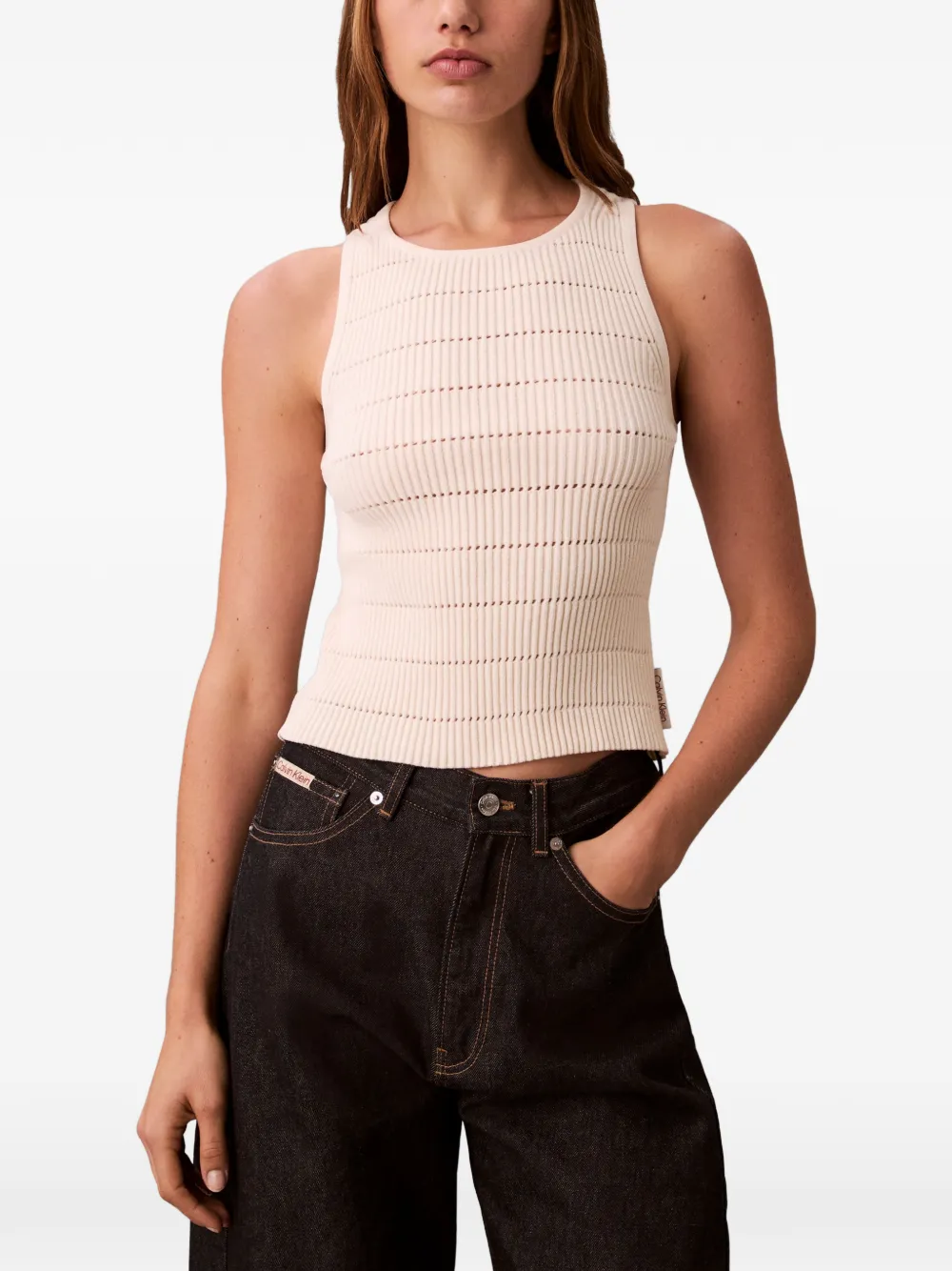  Calvin Klein Knit Sleeveless Vest - Neutrals 