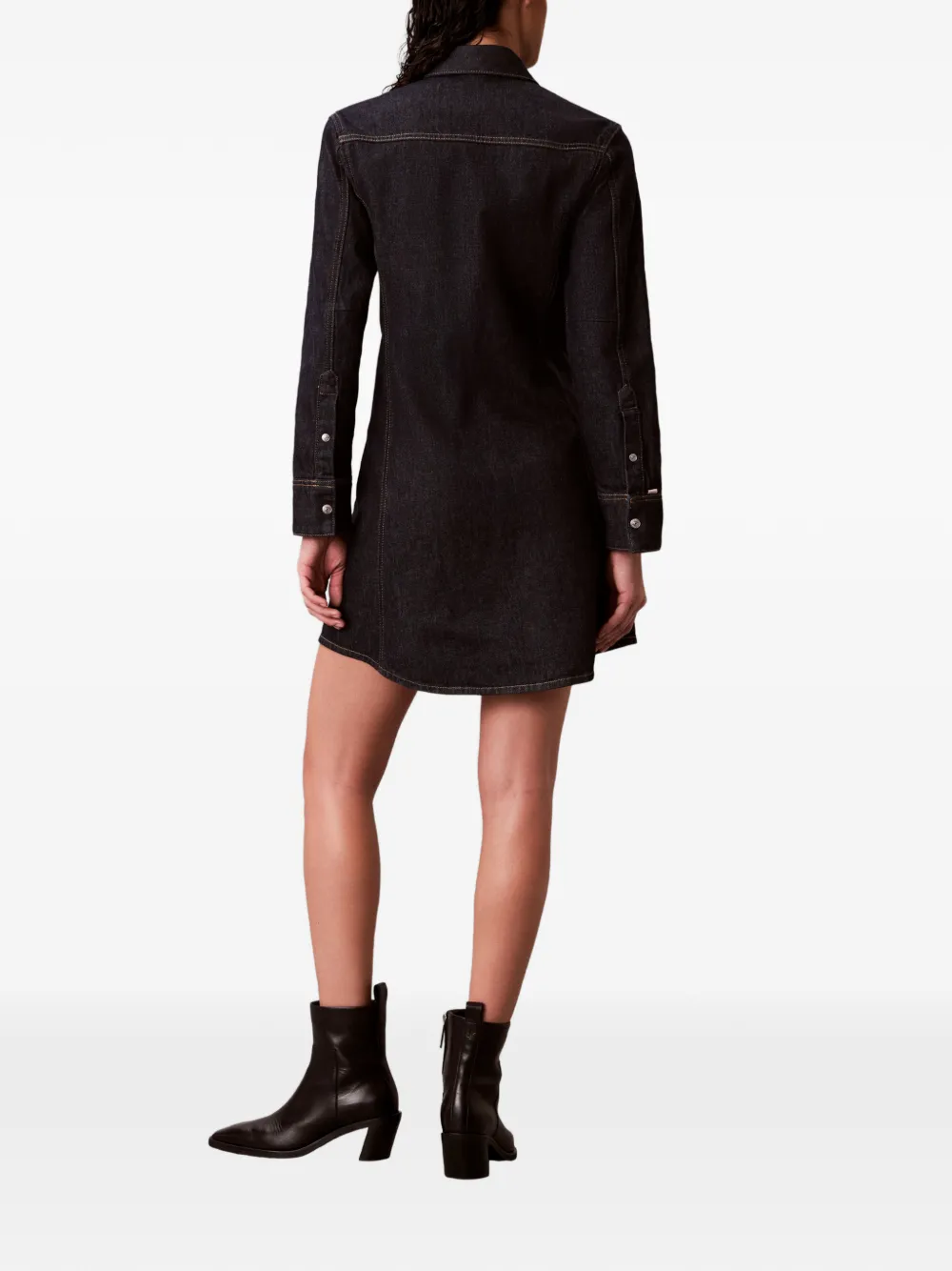  Calvin Klein Buttoned Collared Mini Dress - Blue 