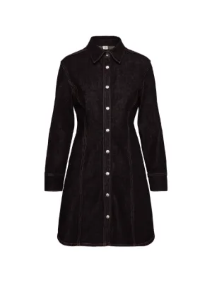 Polo Ralph Lauren Collared Pleated Shirt Midi Dress | Black | FARFETCH