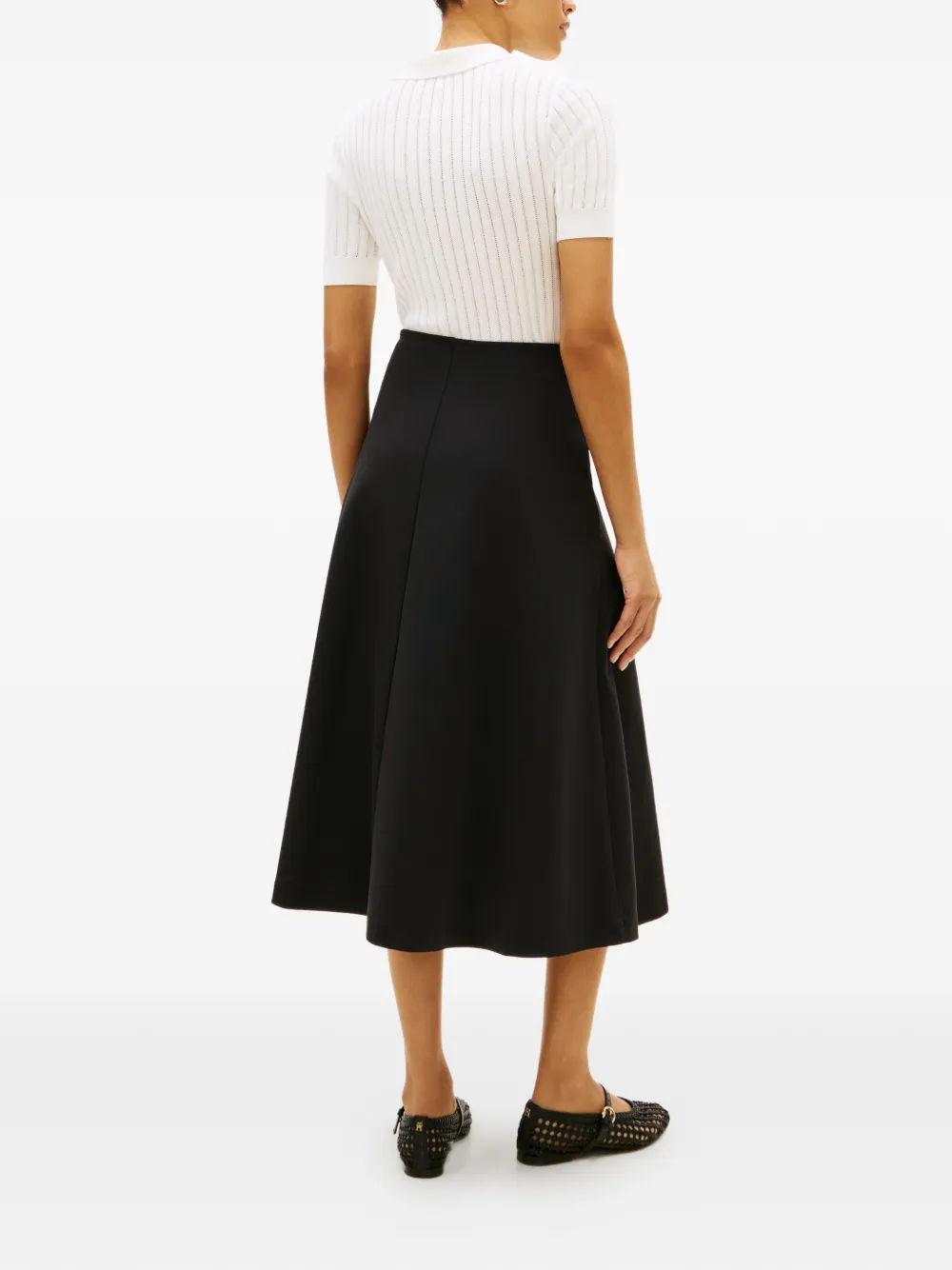 Tommy Hilfiger Midi-rok met knoopdetail Zwart