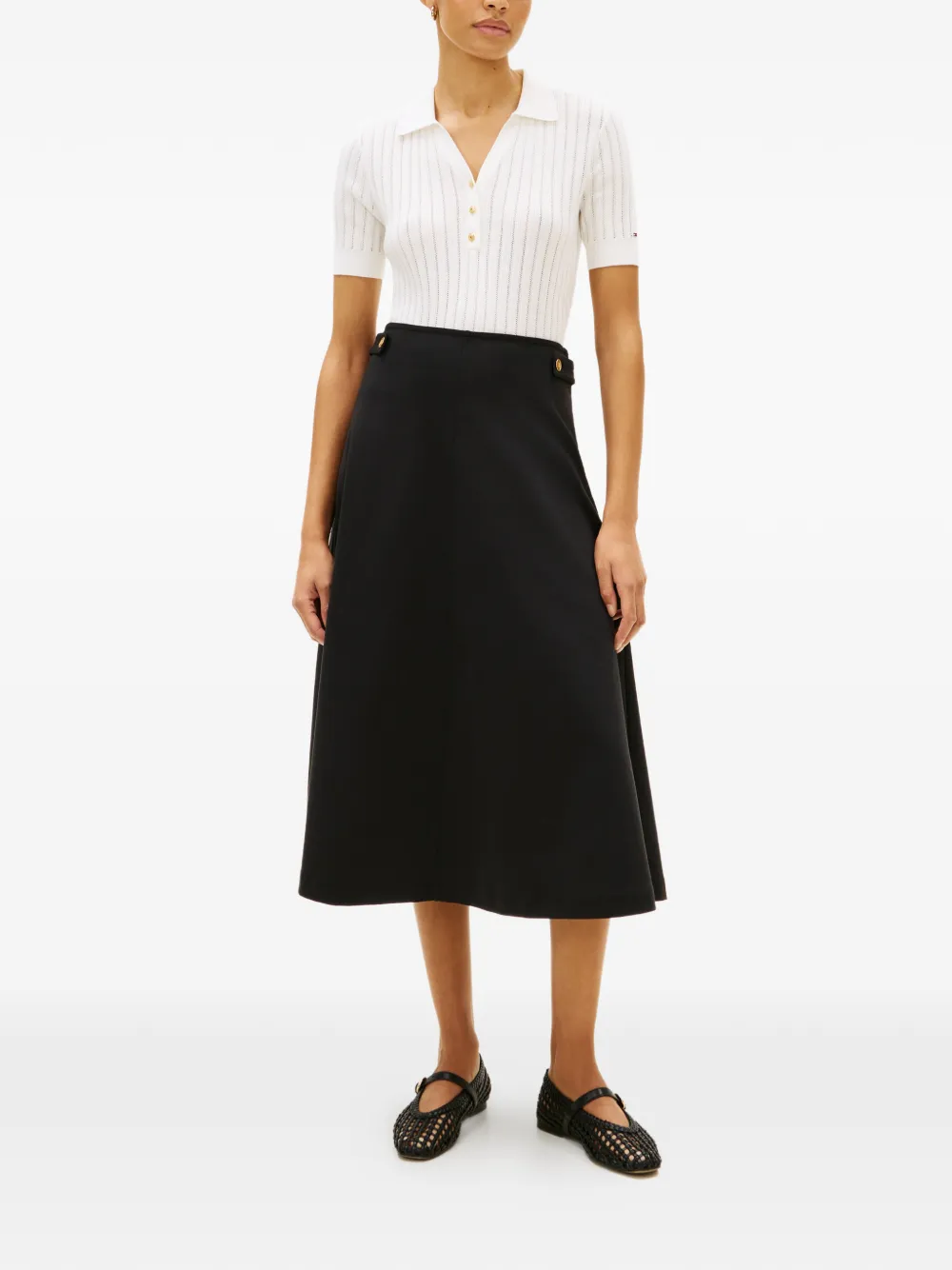  Tommy Hilfiger Button-detail Midi Skirt - Black 