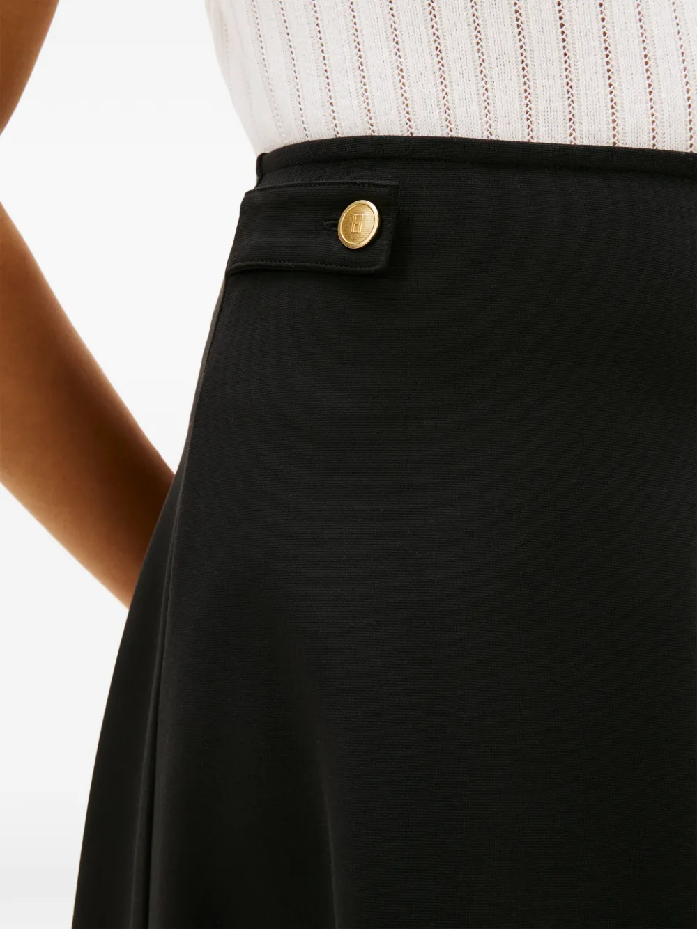 Tommy Hilfiger Midi-rok met knoopdetail Zwart