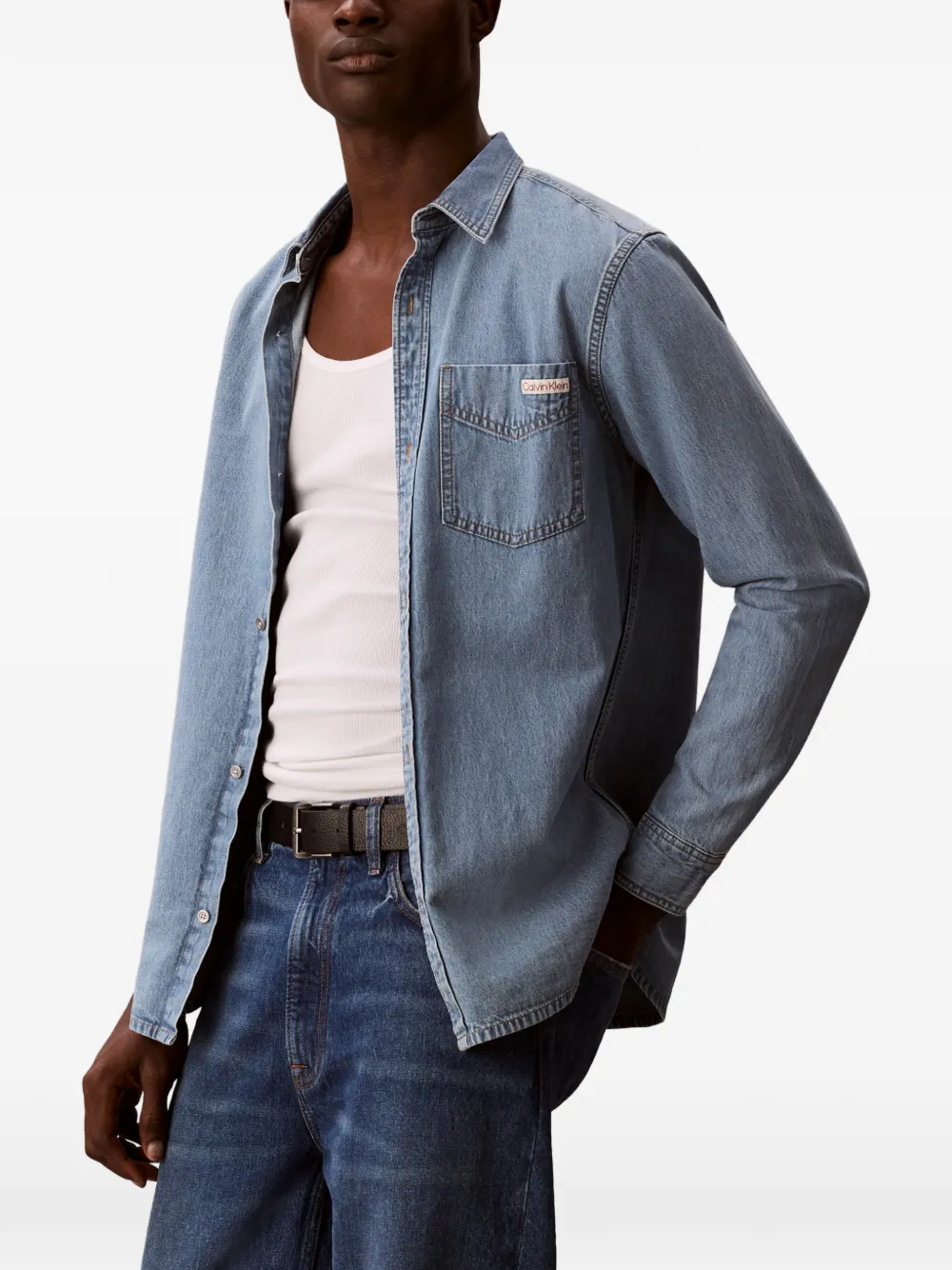 Calvin Klein Overhemd met borstzak Blauw