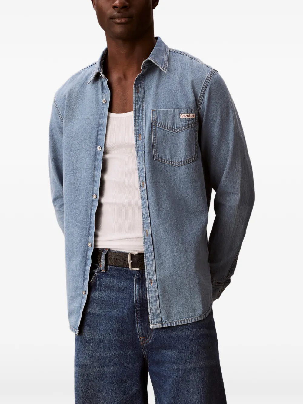 Calvin Klein Overhemd met borstzak Blauw