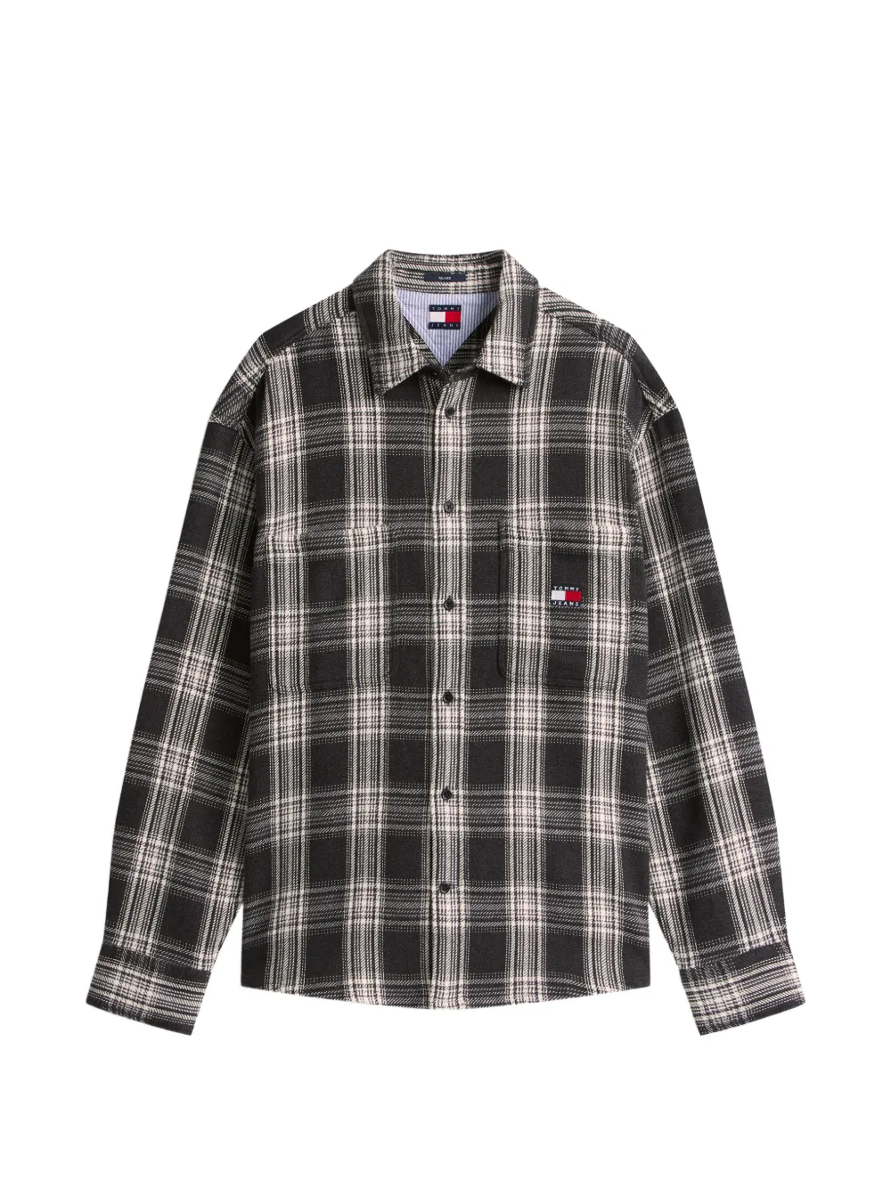 Tommy Jeans plaid chest-pocket overshirt - Black