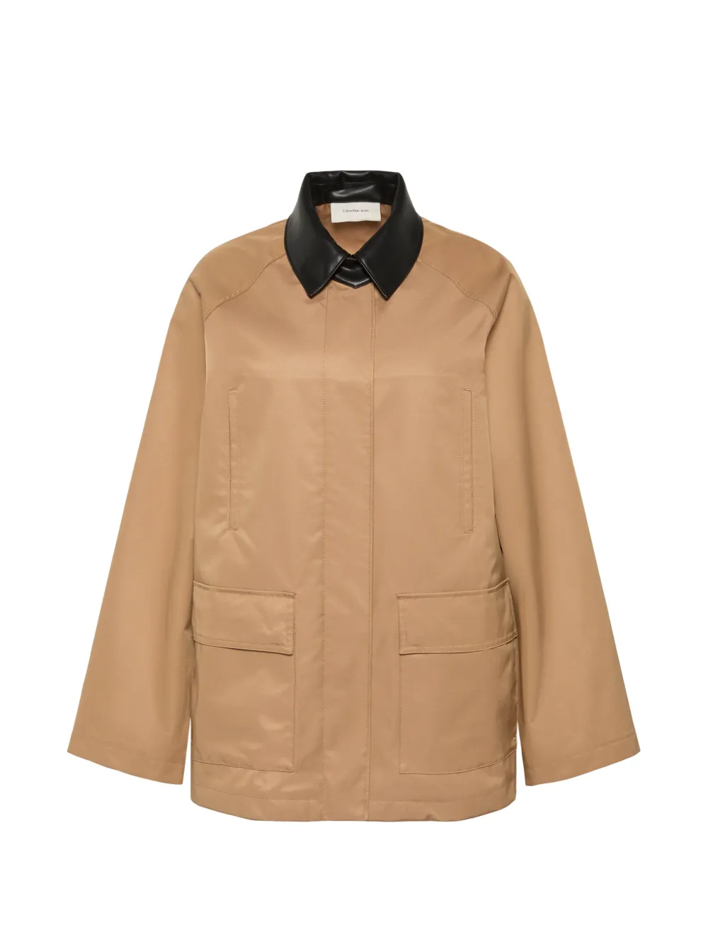 Calvin Klein contrast-collar zip-fastening jacket - Toni neutri