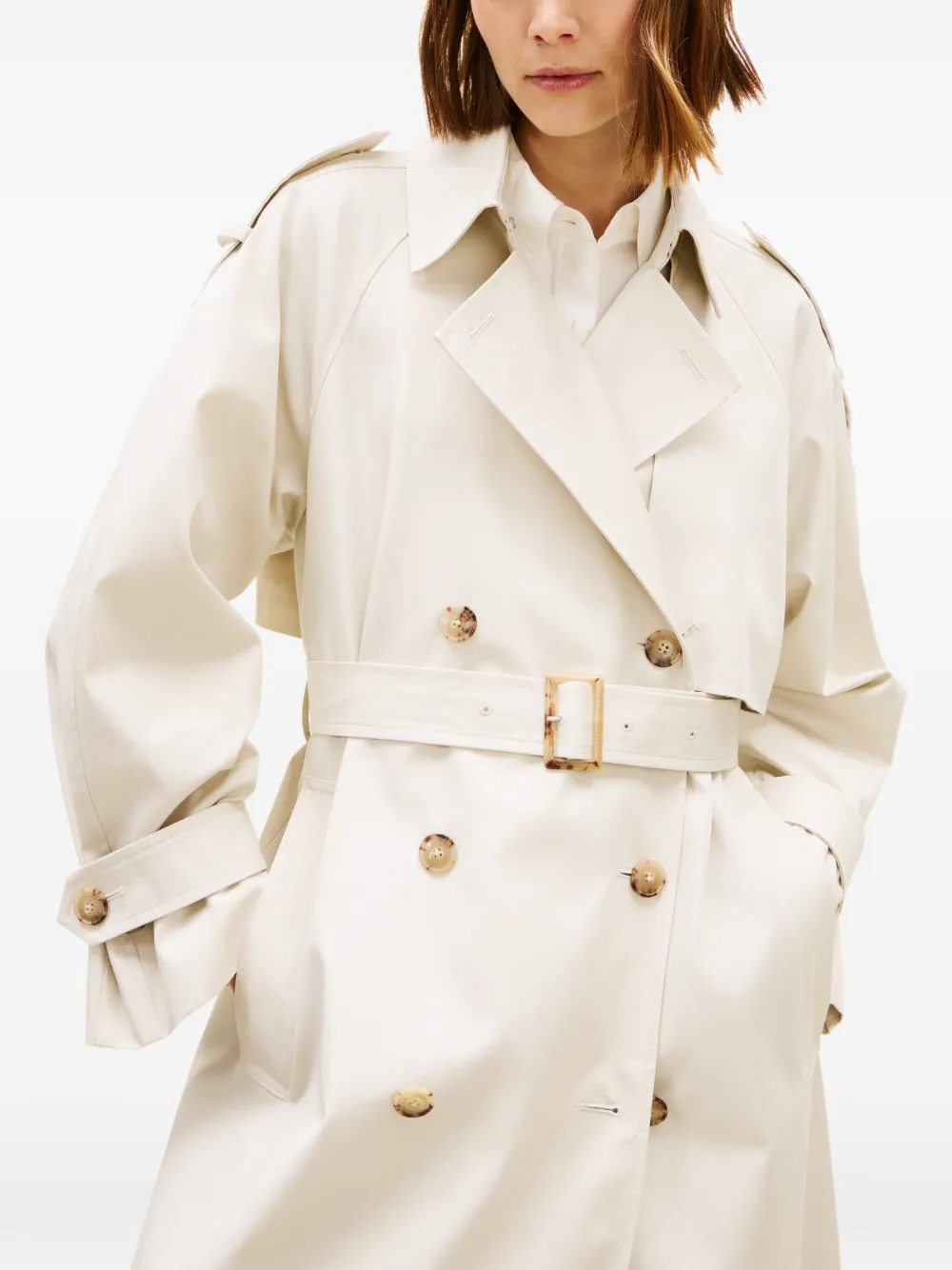 Belted Button-Fastening Coat