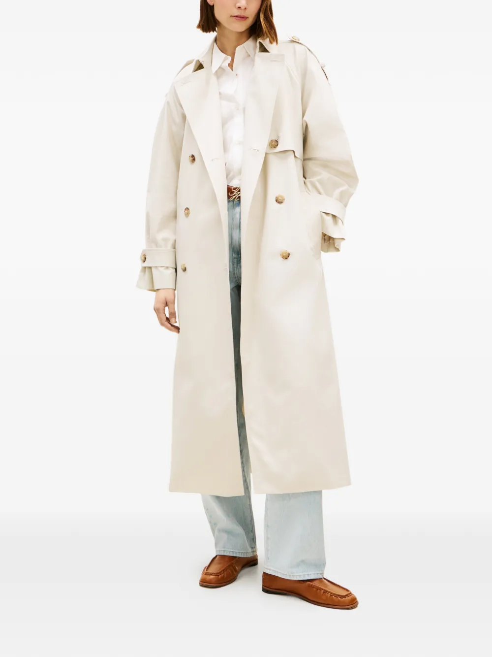Belted Button-Fastening Coat