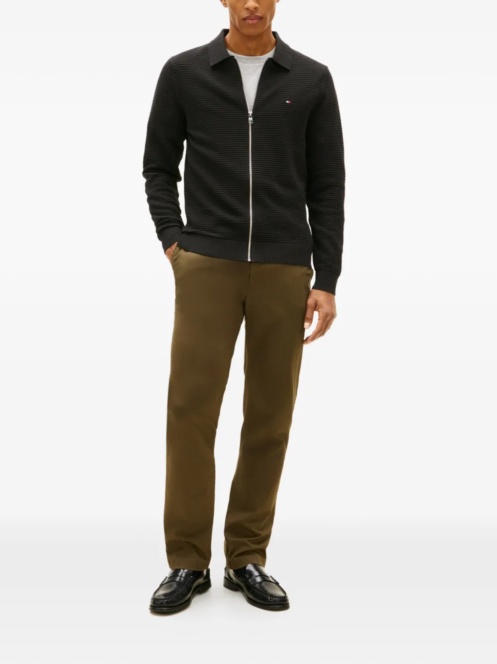  Tommy Hilfiger Zip-up Textured Jacket - Black 