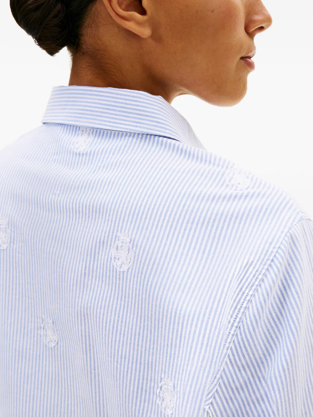 Tommy Hilfiger Gestreepte sweater met geborduurd detail Wit