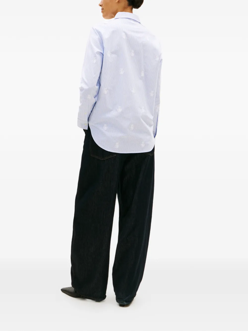  Tommy Hilfiger Striped-pattern Embroidered-details Shirt - White 