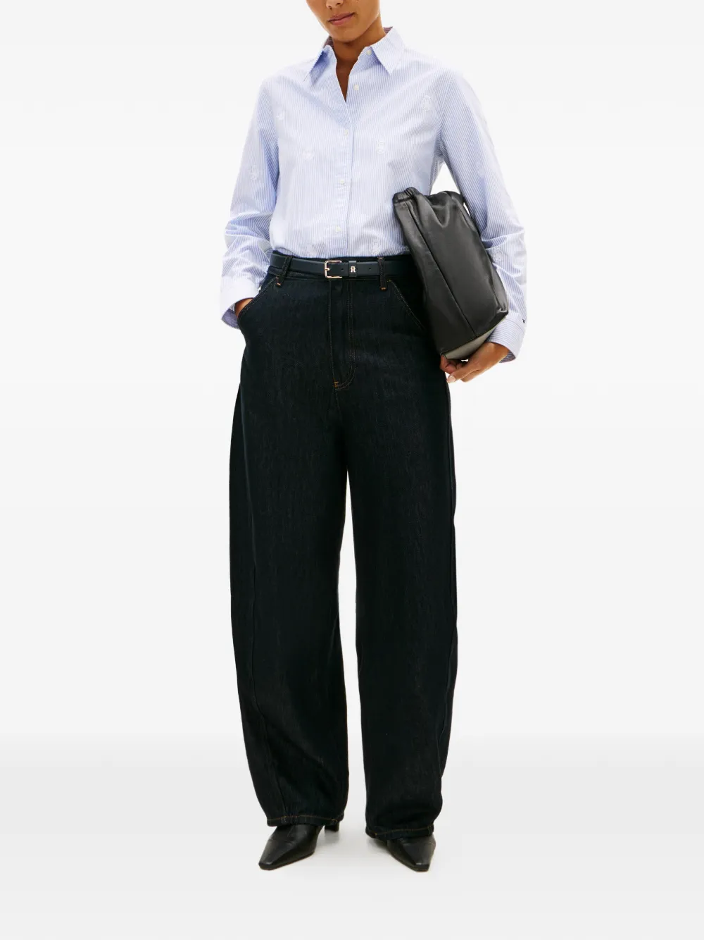  Tommy Hilfiger Striped-pattern Embroidered-details Shirt - White 