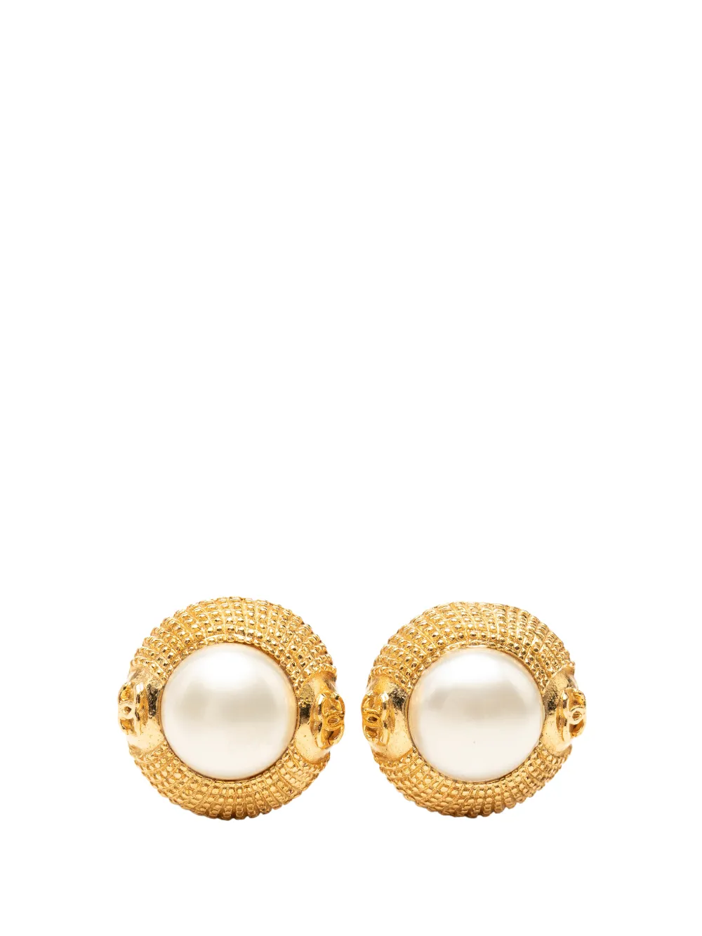 CHANEL Pre-Owned 20th Century Gold Plated Faux Pearl Clip on Earrings costume earrings - Oro