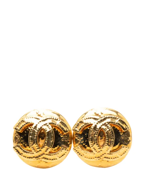 CHANEL Pre-Owned 1994 Gold Plated CC Round Clip on Earrings costume earrings