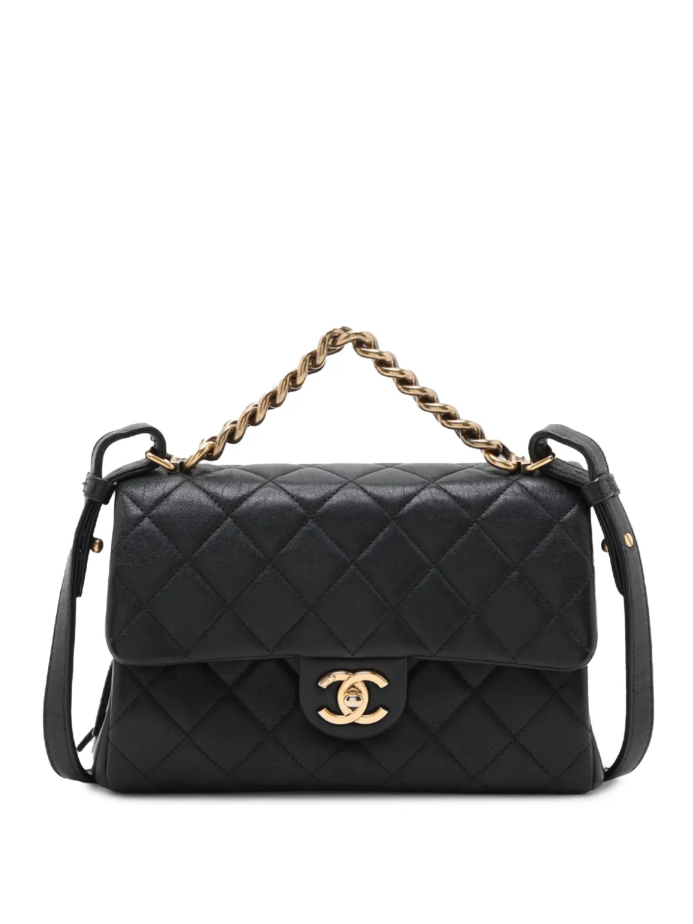 CHANEL Pre-Owned 2016-2017 Paris Rome Small Calfskin Trapezio Bag satchel - Nero