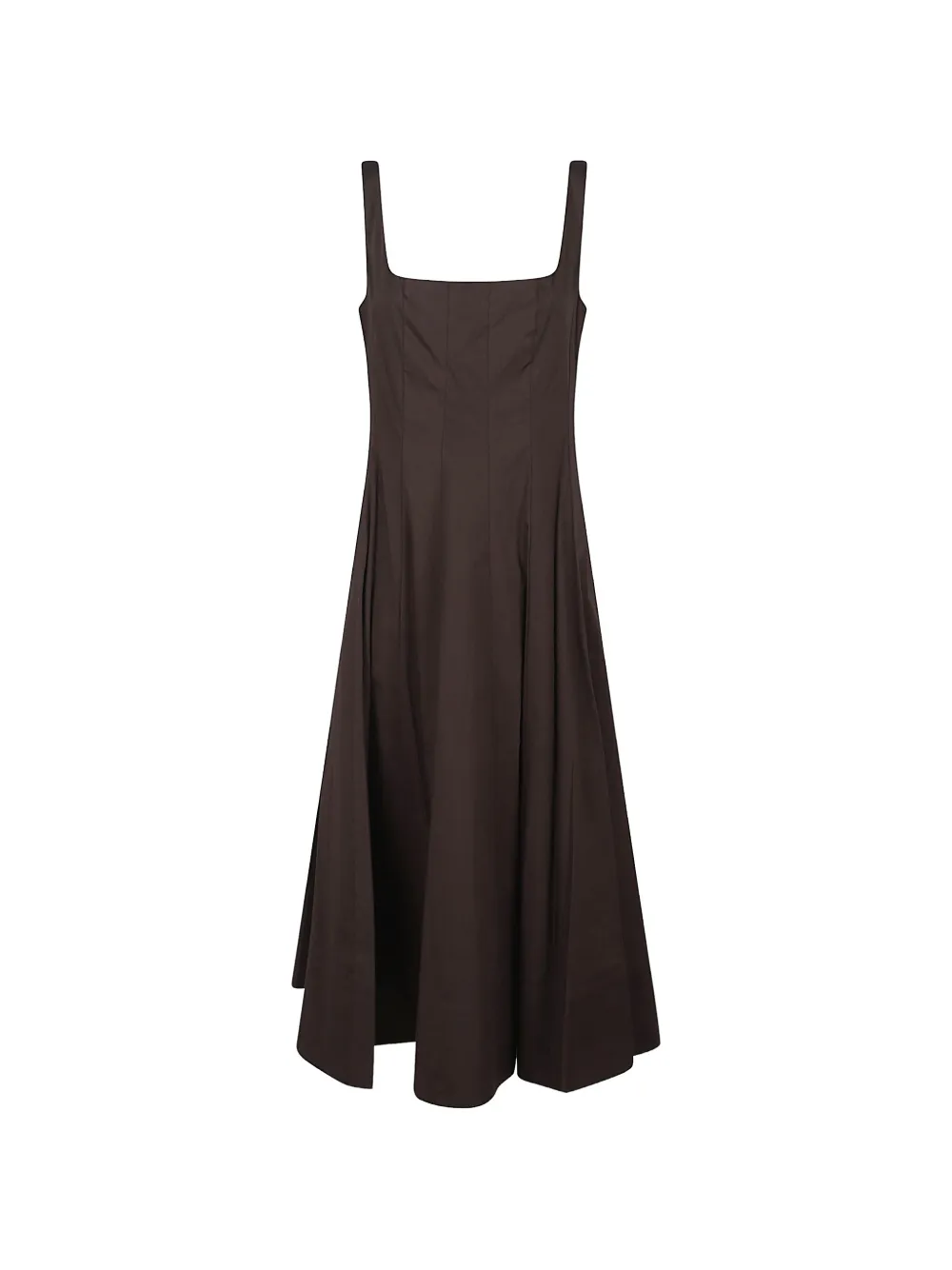 STAUD square-neck sleeveless midi dress - Marrone