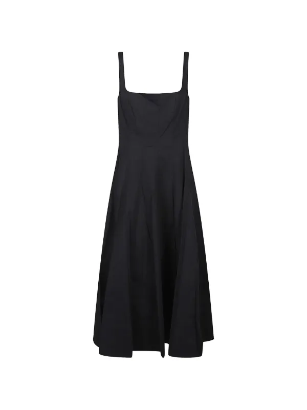 Staud Square-neck Sleeveless Midi Dress - Black