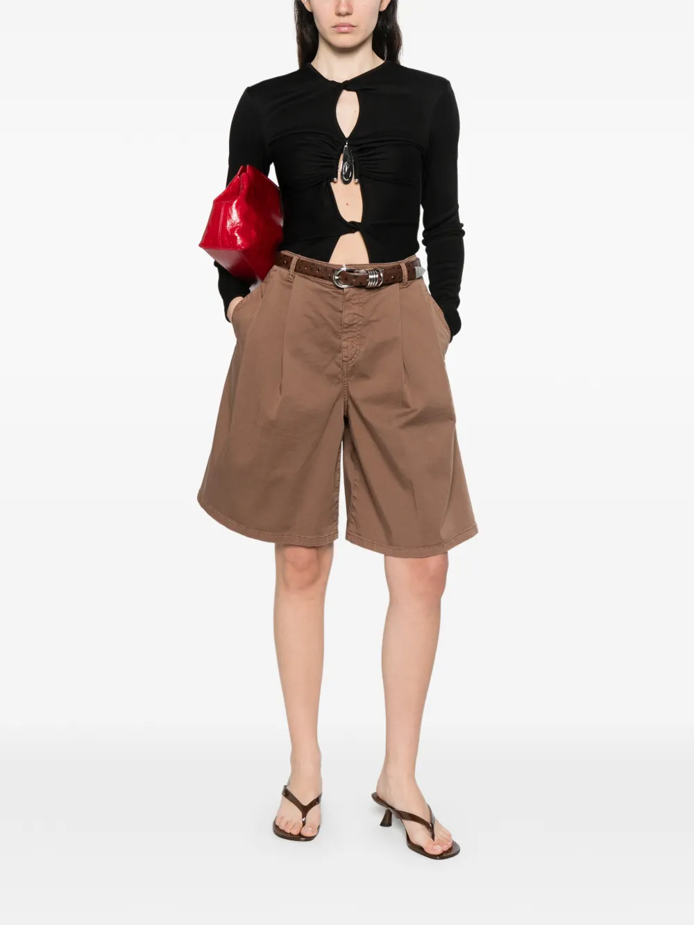  Nine In The Morning Pleated Tailored Shorts - Brown 