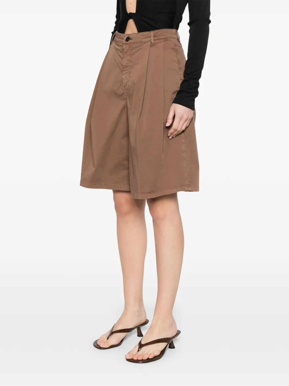  Nine In The Morning Pleated Tailored Shorts - Brown 