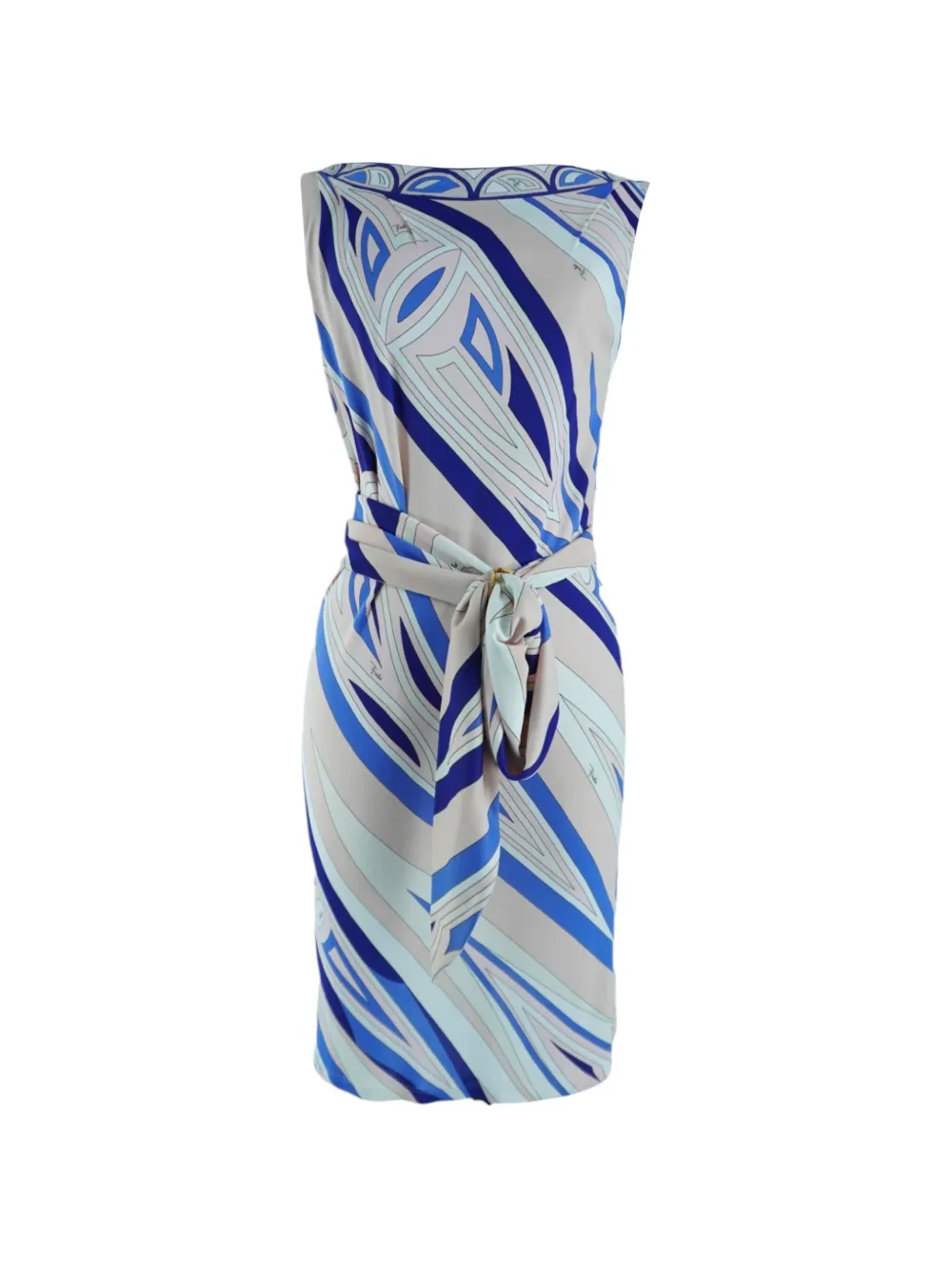PUCCI geometric-print belted dress - Blu
