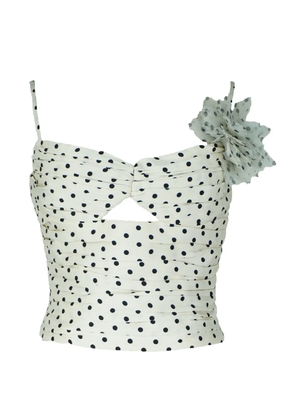 Self-Portrait polka-dot crop top - Bianco
