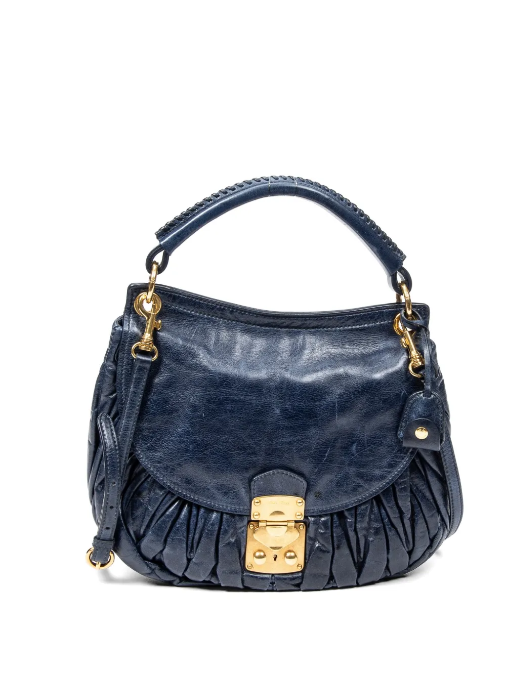 Miu Miu Pre-Owned matelassé leather shoulder bag - Blu