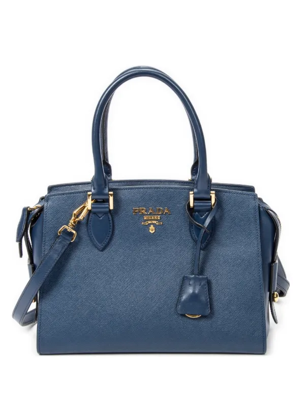 PRADA サフィアーノ ハンドバッグ ブルー Prada Pre-Owned サフィアーノレザー ハンドバッグ | ブルー | FARFETCH JP
