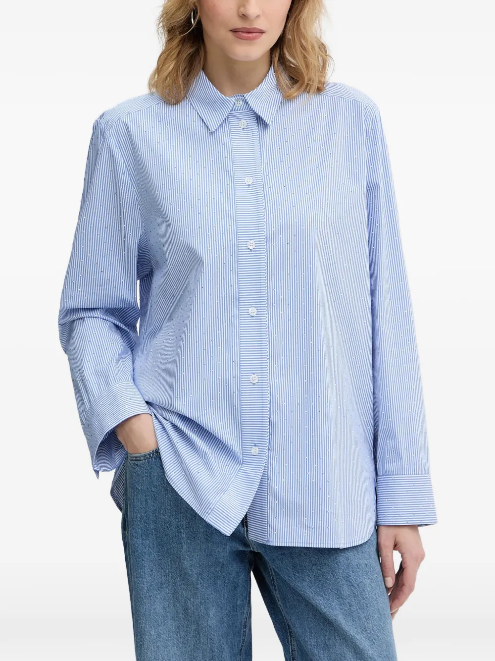 MUNTHE striped-pattern shirt - Blau