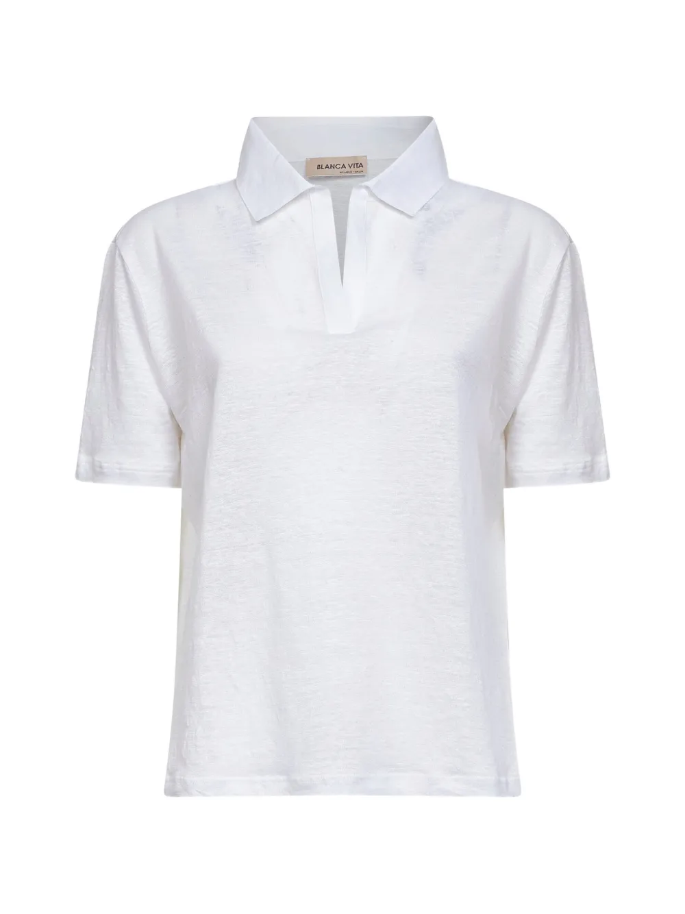Blanca Vita V-neck short-sleeve polo shirt - Bianco
