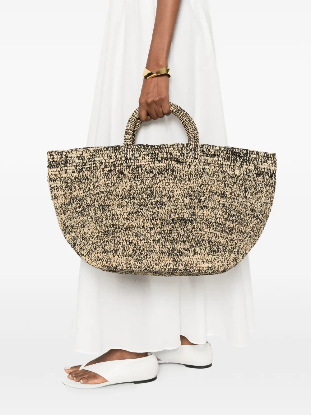 Vanilla Woven Handle Tote Bag