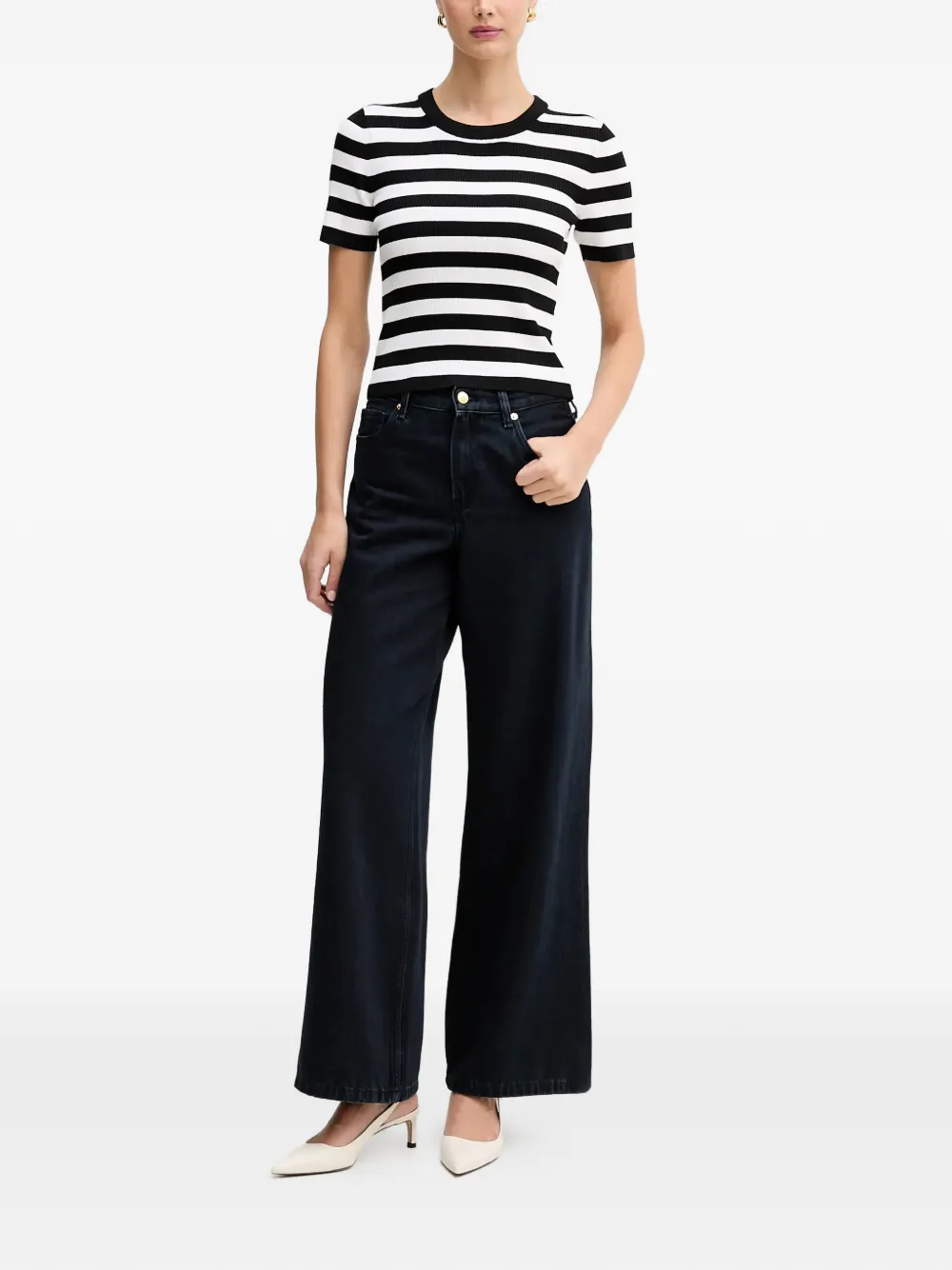  Michael Michael Kors Striped Crew-neck T-shirt - Black 