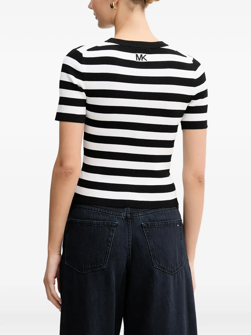  Michael Michael Kors Striped Crew-neck T-shirt - Black 