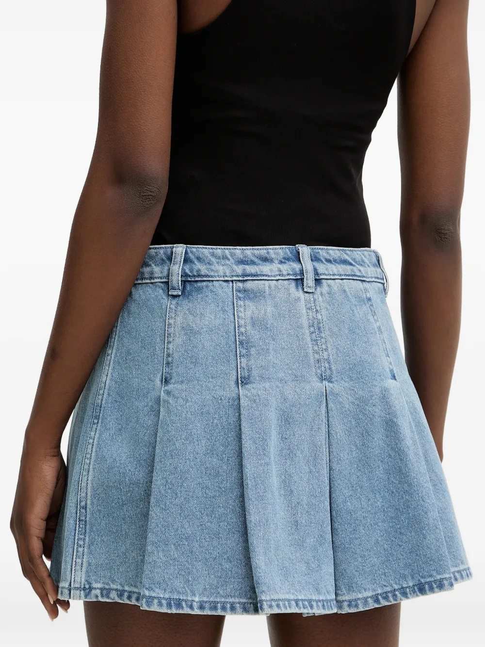  Michael Michael Kors Pleated Mini Denim Skirt - Blue 