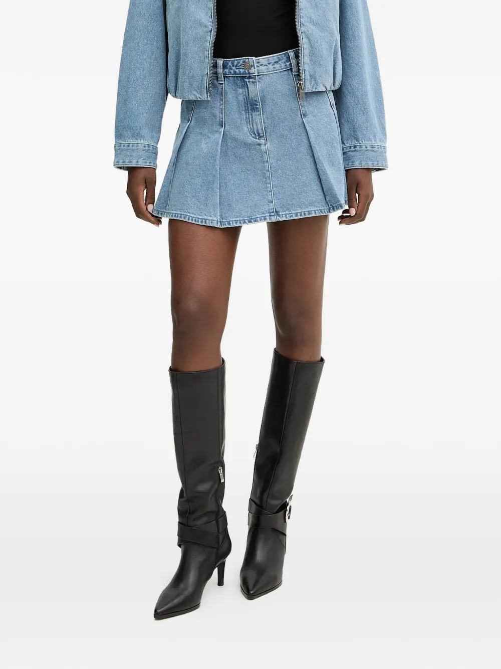 Michael Michael Kors pleated mini denim skirt - Blu