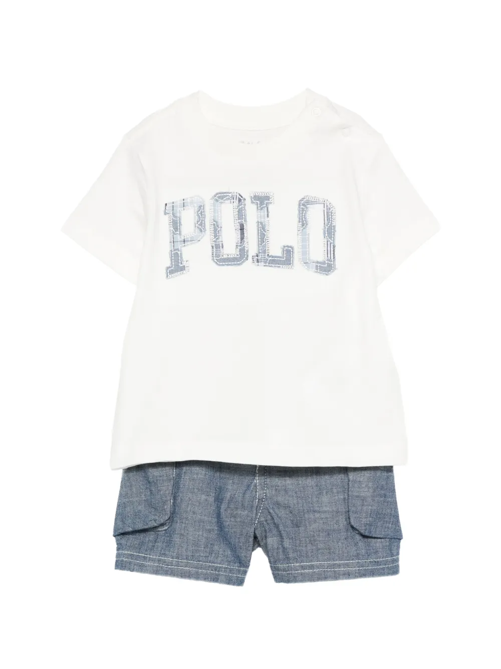 POLO RALPH LAUREN KIDS pocket button short set - Bianco